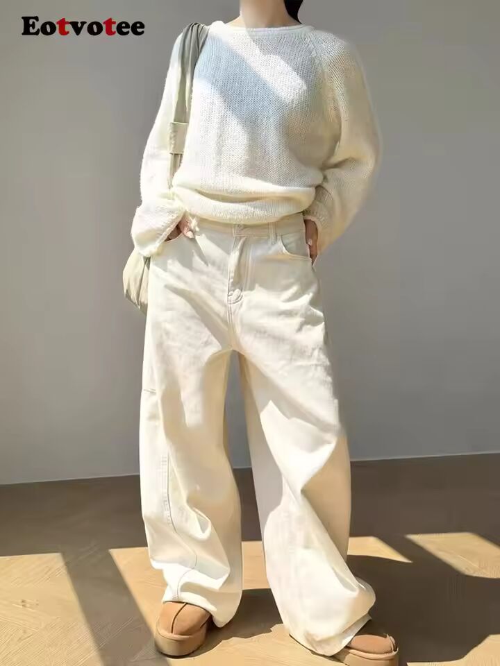 American Style Streetwear Loose Jeans for Women Y2k Korean Fashion High Waist Straight Pants 2025 New Casual Wide Leg Jeans